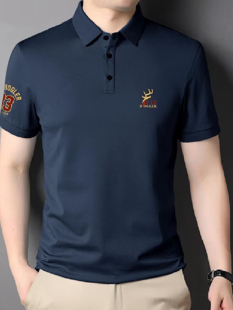 Men's Solid Polo Neck Half Sleeves T-Shirt navy blue