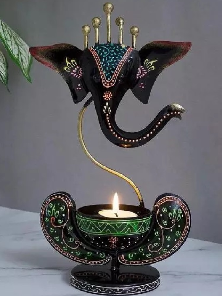 Vinayaka/ Ganesha Ji / Iron Table Decorative showpiece Tealight Candle Holder / Diya Holder / Loban