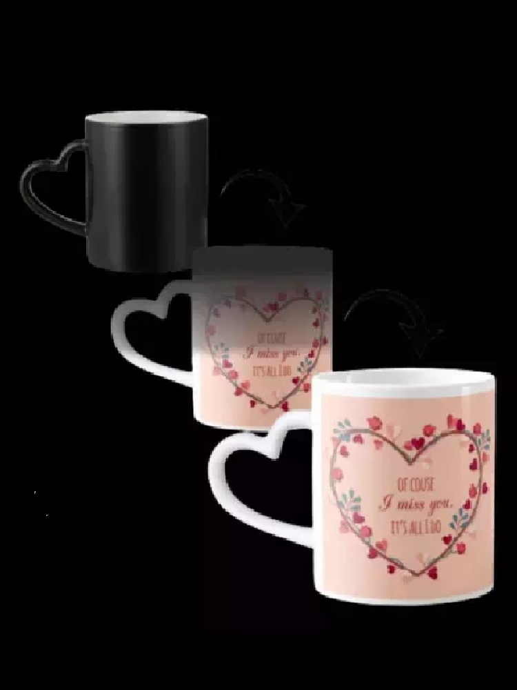 BeeMugs Heart Handle Magic coffe mug|Personalized Photo and Text Heart Handle Ceramic Cup|Best Gift F