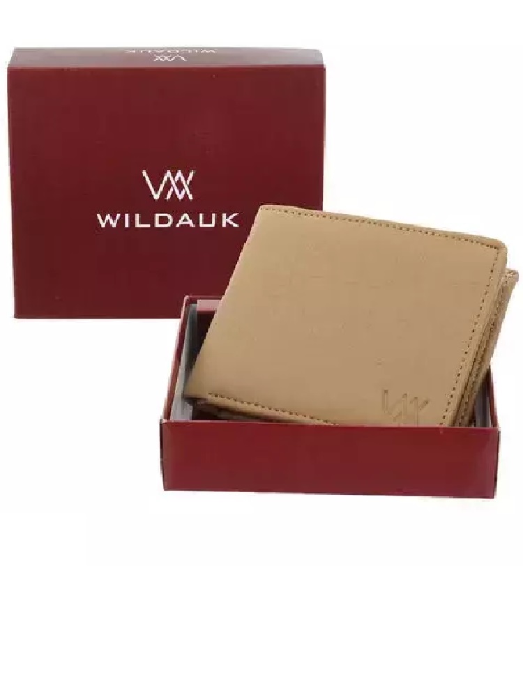 WILDAUK Men Casual, Travel, Formal Beige Artificial Leather Wallet - Regular Size (10 Card Slots)