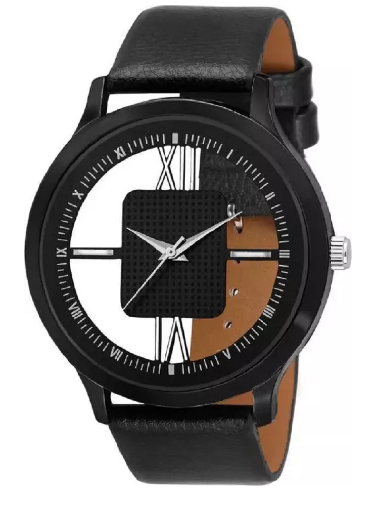 ANDHAK BLACK New look Round Open Dial BLACK color strap New Fashion Men watch Analog Watch
