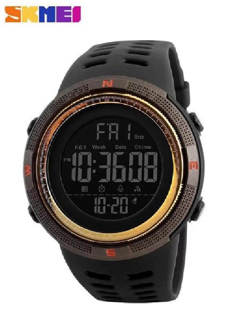 SKMEI Sports Gold Dial PU Belt Athletic Style Watch For Men