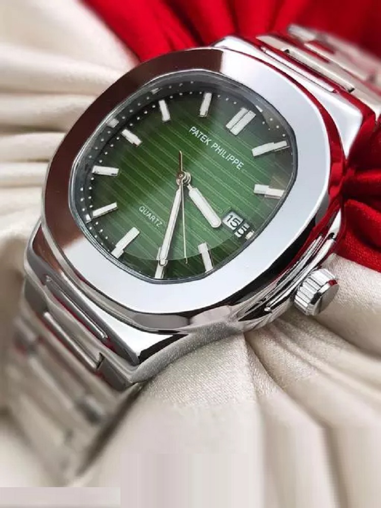 P P steel chain movement open machine mens watch