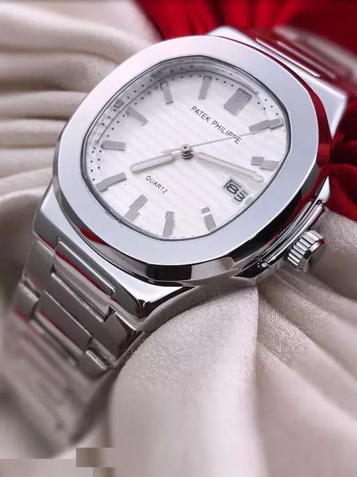 P P steel chain movement open machine mens watch SILVER DIAL