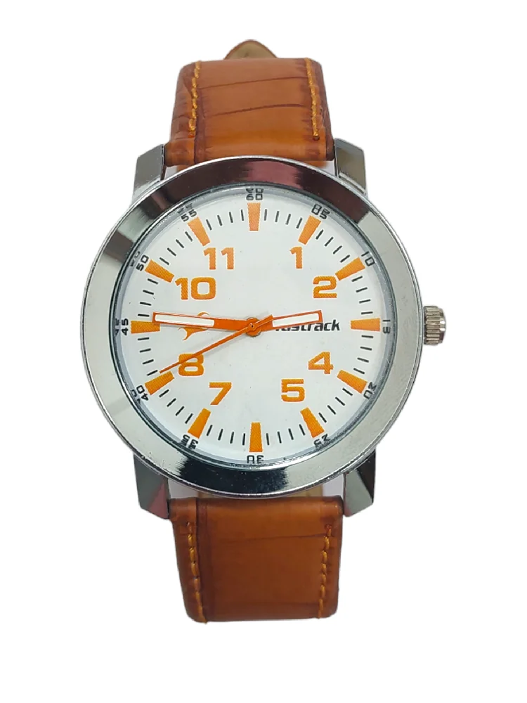 ANDHAK FASTRACK  Silver Crono Ad Dial DIAL BROWN LEATHER STRAP WATCH