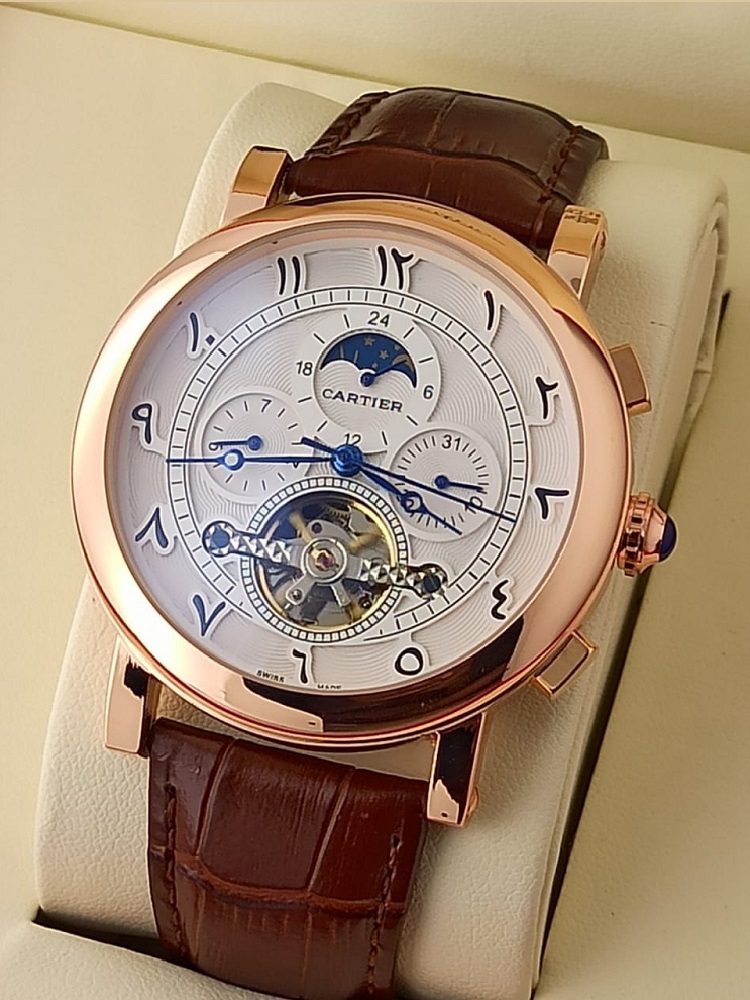 CARTIER AUTOMATIC PASHA EDITION LEATHER BELT MEN WATCH